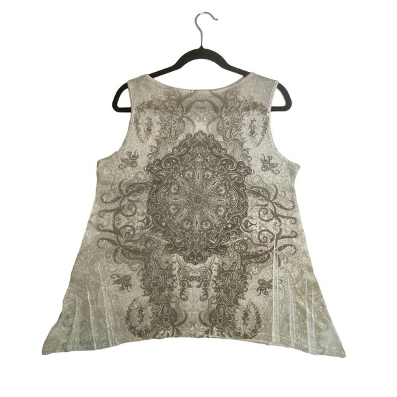 Dress Barn XL Silver Paisley Sparkle Tank Top – Holiday Party Glam Boho Chic - Picture 4 of 8